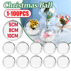 100X Clear Plastic Acrylic Craft Ball Sphere Baubles For Christmas Wedding Decor