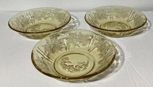 Vintage Yellow Depression Glass Berry Bowls Sharon Cabbage Rose 1930-34 - Picture 1 of 2