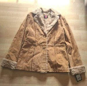 Gallery Damen Jacke Gr. Small Wildleder Echtleder Mantel Caramel / Hellbraun - Neu mit Etikett - Bild 1 von 9