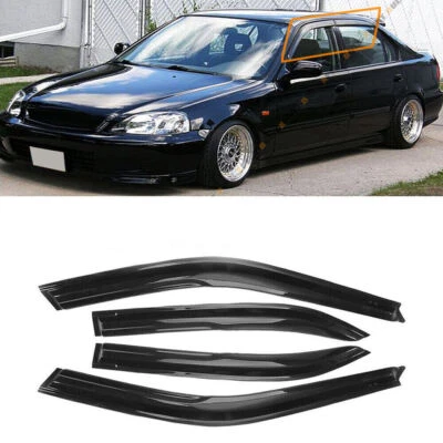 Para 96-00 Honda Civic 4DR Sedan Mugen Style 3D viseira de janela preta ondulada colorida - - Imagem 1 de 4