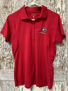 Georgia Bulldogs NCAA Women's Red Polo Shirt Antigua Medium Short Sleeve UGA - Picture 1 of 4
