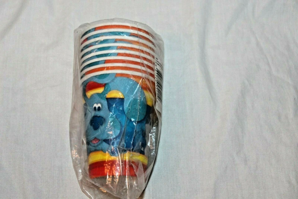 NUEVO EN PAQUETE PISTAS AZULES ROJO 8 VASOS DE PAPEL SUMINISTROS DE FIESTA Foto 1 de 1