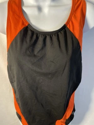 Traje de baño H2O Wear para mujer talla 18 de una pieza negro naranja ambiente de playa Foto 1 de 4