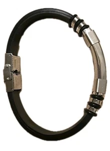 Pulsera Hombre Negro Plata Cierre - Imagen 1 de 4