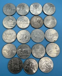 2000-2008 Statehood Quarters Lot of 19 Coins - Picture 1 of 2