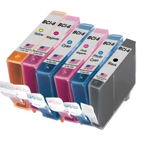 Compatible Ink Cartridge For Canon BCI-6 B-M-C-Y-LC-LM-6Pack-USA - Picture 1 of 2