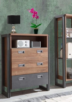 Schubkastenkommode Kommode Detroit 75x35x100cm Stirling Sak schiefer - Bild 1 von 4