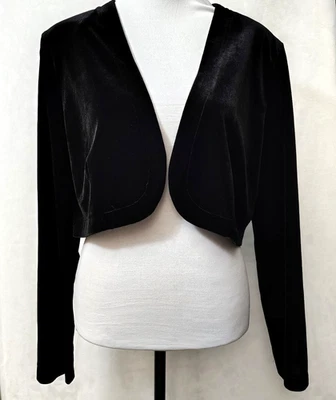 Chaqueta Bolero De Colección My Michelle Mujer Terciopelo Negro Frente Abierto Talla Grande L Años 80 Foto 1 de 4