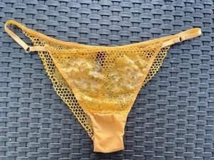 NWOT Adore Me Lace Spandex String Bikini Sz M Sexy Yellow Orange Color Brazilian - Picture 1 of 8