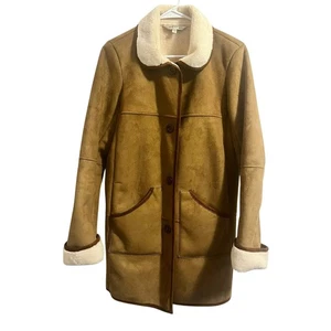 Orvis Faux Shearling Lodge Coat Whiskey Women's sz. S Penny Lane Style So Cute! - Picture 1 of 5