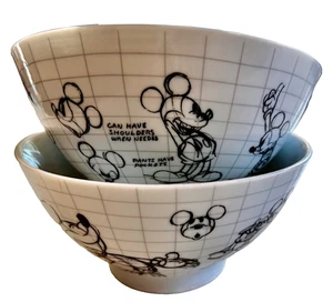 DISNEY 2008 Sketch Book Soup Cereal Rice Bowl 5.5" Mickey Mouse Set of 2 - Picture 1 of 11