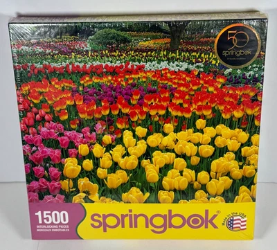 Rompecabezas Springbok Tulip Garden 1500 piezas 29" x 36" hecho en EE. UU. - NUEVO/SELLADO Foto 1 de 4