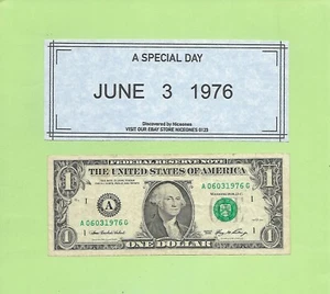 JUNE 3, 1976 .... 2006 $1 A 0603 1976 G .... 06-03-1976 BIRTHDAY NOTE - Imagen 1 de 1