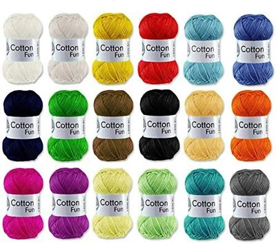 10x50g Gründl Cotton Fun Baumwolle Häkelgarn Mix-Set Bunt Häkeln Stricken Wolle