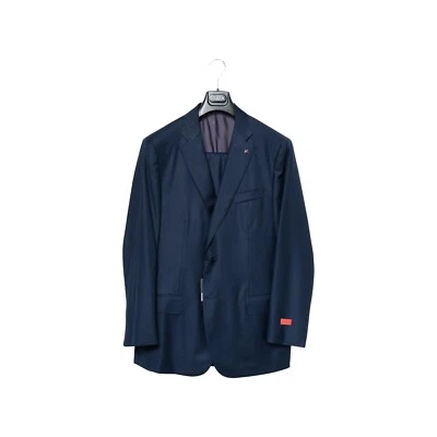 $5600 ISAIA NAPOLI Blue Hand-Sewn Micro Checks Suit Fine Wool 46 US / 56 EU  7R - Image 1 of 4