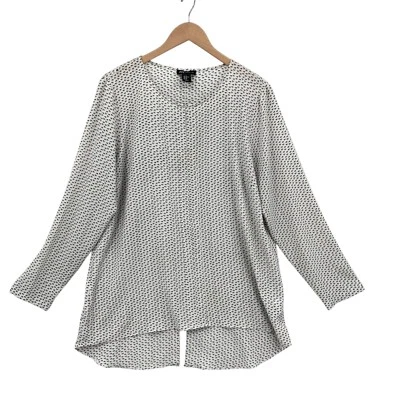 Top túnica Jones New York para mujer XL gris estampado ojo de cerradura cuello alto bajo pulóver Foto 1 de 4