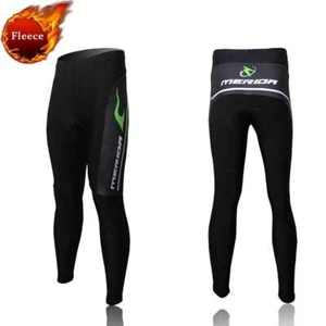 Merida Men's Winter Cycling Tights Fleece Thermal Cycling Trousers Green Fire - Picture 1 of 3