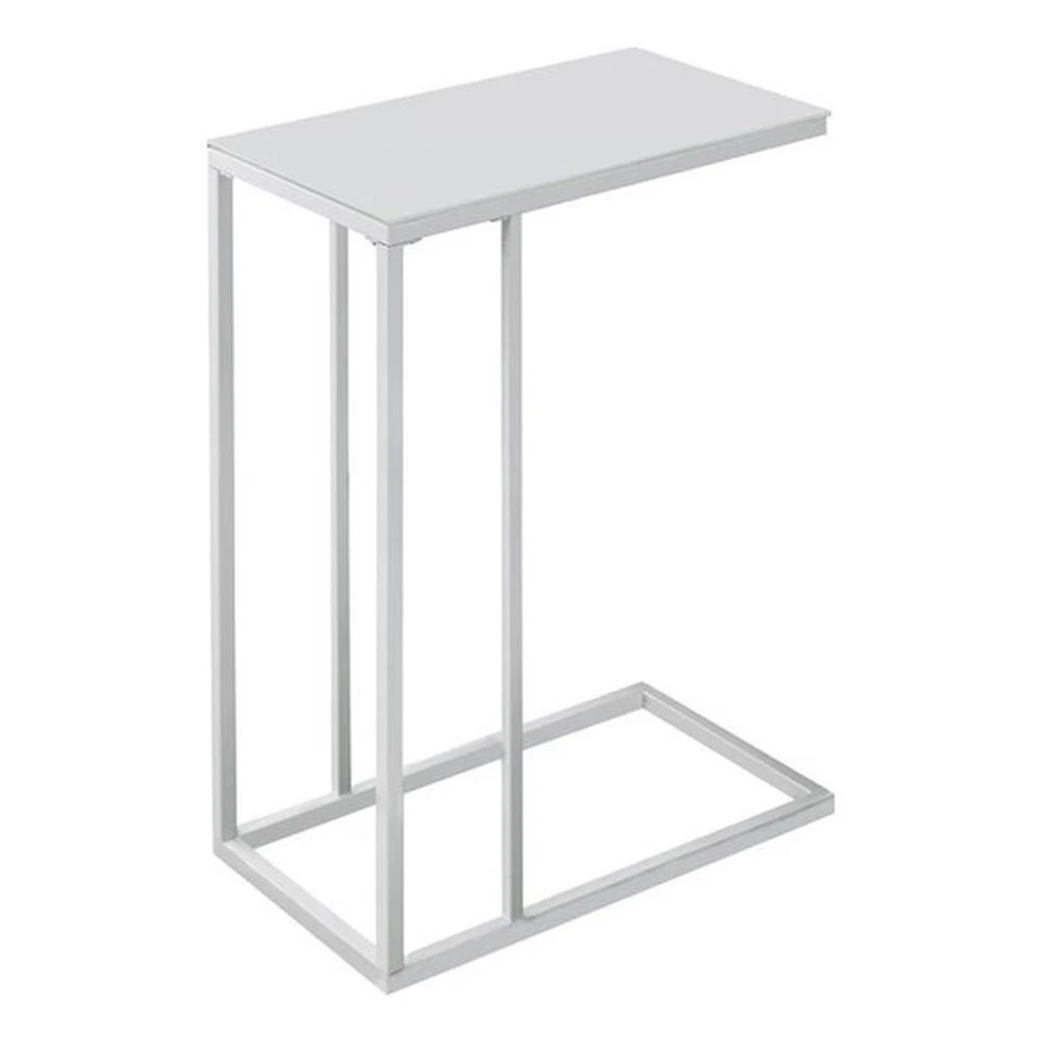 Accent Table C-shaped End Side Snack Living Room Bedroom Metal White - Image 1 of 4