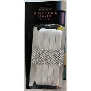Stitch And Sew Jumbo Pack Knitted Elastic 12mm x 10 metres White - Picture 1 of 1