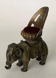 ANTIQUE BRONZE ELEPHANT WITH A HOWDAH - Picture 1 of 10