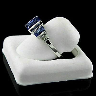 2.00Ct Emerald Cut Lab-Created Tanzanite Anniversary Ring 14K White Gold Finish - Image 1 of 4