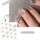 Solid Gray Fake Nails French Nail Tips Fashion False Nails  for Salon