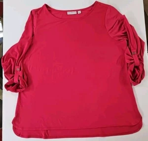 SUSAN GRAVER Red Long Sleeve Poly/Spandex Tunic Top - Size L - Picture 1 of 10