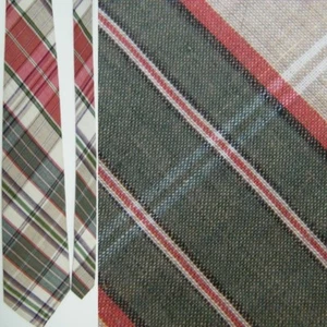 POLO RALPH LAUREN RED GREEN TAN GRAY PLAID TARTAN CHECKER ALL COTTON NECKTIE TIE - Picture 1 of 4