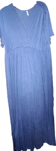 Vestido Xpenyo Arrugado 2XL Maxi Largo Azul Sobrepelliz Manga Corta Cintura Elástica LB2 - Imagen 1 de 7