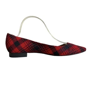 Talbots Red/Black Plaid Pointy Toed Ballet Flats Sz 9.5AA - Picture 1 of 13