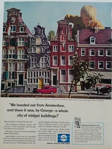 1966 KLM Royal Dutch Airlines boy Amsterdam midget buildings vintage ad - Picture 1 of 1