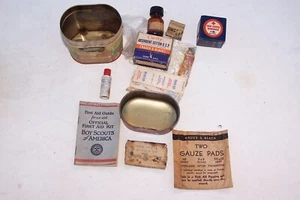 Boy Scouts Of America 1932 Bauer & Black ~ Kit de primeros auxilios temprano con contenido - Imagen 1 de 15