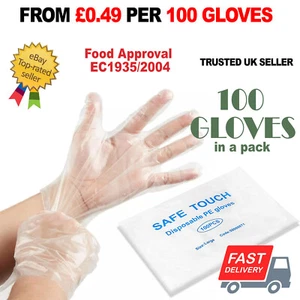 Disposable Plastic Gloves Clear PE Polythene Catering Food Hairdressing Car Wash - Picture 1 of 4
