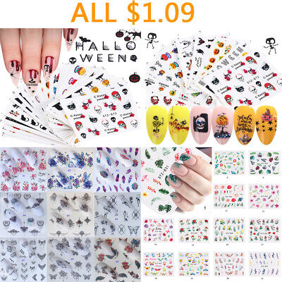 Nail Art Stickers 3D Nails Decals Nail Foil DIY Flower Slider Nail Decoration CA • 0.82$
