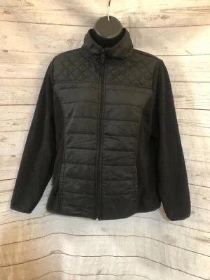 Chaqueta para mujer St John’s Bay Active cremallera frontal negra talla Petite PM Foto 1 de 4