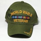 World War Two Veteran Embroidered OD Green Military Baseball Cap Adjustable