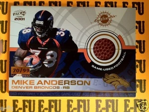 Pacific Mike Anderson 2001 juego usado Denver Broncos fútbol americano #ed 70/99 Utah Utes - Imagen 1 de 1