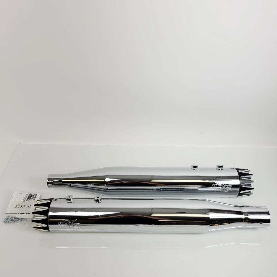 Silenciadores de escape RCX de 4,0" cromados deslizables Excalibur para Harley Touring 2017-2025 Foto 1 de 4