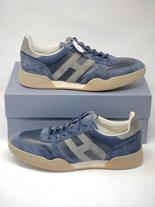 Hogan Shoes Blue Court UK 9.5 Sneakers Allacciato Mens H 7750G - Picture 1 of 11