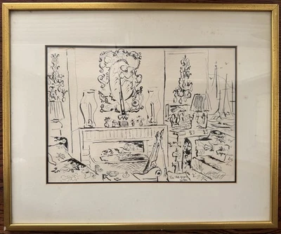 Hazel Stitt Original Drawing Art Room View of Belvedere California Impressionism - Image 1 of 3