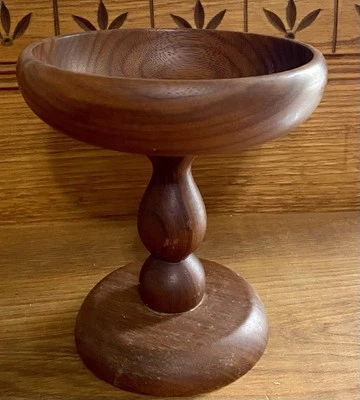 Tazón de Pedestal de Madera Vintage Tazón de Plato con Patas Mediados de Siglo Hecho en Costa Rica Foto 1 de 4