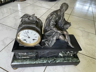 Horloge Ancienne Vincenți 1855 Med Argent Pendule Cheminée XIX Régule Marbre - Photo 1/4