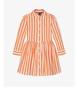 Ralph Lauren Polo Orange and White Striped Dress little girls 14 preppy - Picture 1 of 4