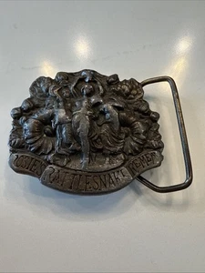 Vintage  1974 Bergamot Belt Brass Buckle Rosie's Rattlesnake Remedy Well Loved - Picture 1 of 6