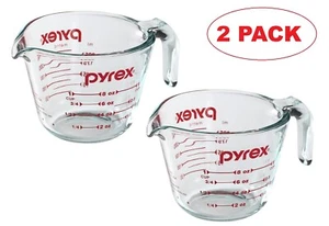 Pyrex Prepware Measuring Cup, Clear w/ Red Measurements (6001074)- 2 Pack - Picture 1 of 3
