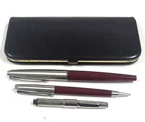 Pluma Estilográfica Parker Borgoña Vintage y Estuche Mecánico para Lápices de Trabajo BD082 - Imagen 1 de 6