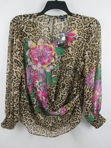 INC International Concepts Women's Plus Size Top Floral/Leopard Size 0X - Picture 1 of 6