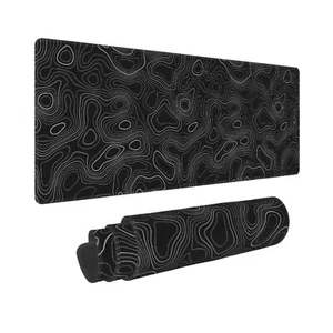 Topographic Mouse Pad Gaming Large XL Long Extend Black and White Mousepad Big - Picture 1 of 6
