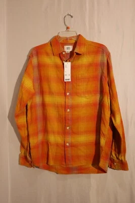 BDG Collard Long Sleeve Orange Button Up Size S - Image 1 of 3