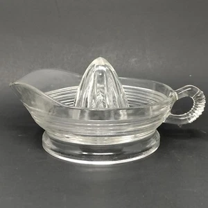 Orange Juicer Vintage Clear Ribbed Depression Glass Citrus Reamer Squeezer 7” - Picture 1 of 10